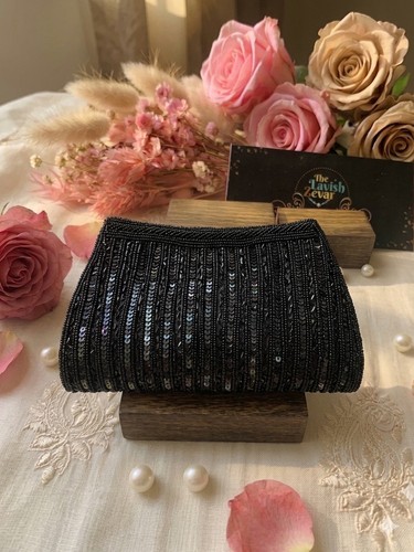 Black beaded sequined - black,