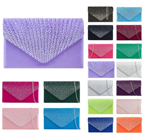 Ladies satin sparkly diamante - satin,