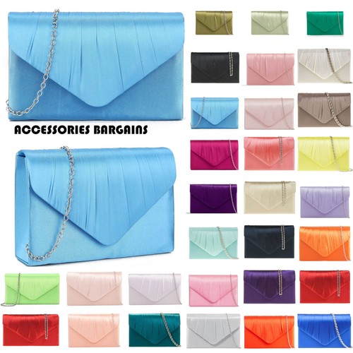 Women satin pleated clutch bag - satin,