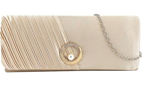 Champagne pleated clutch bag - clutch,