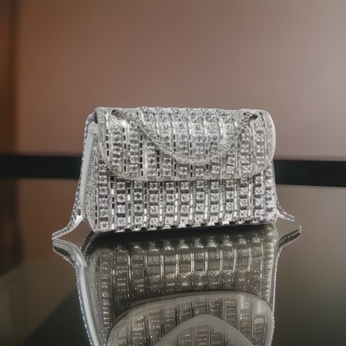 Crystal clutch bag metal chain - bag,