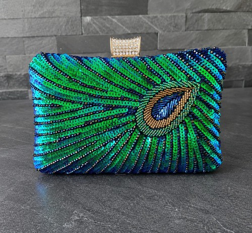 Clutch bag women peacock blue - clutch,