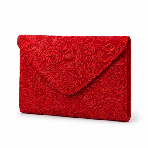 Ladies red lace envelope - lace,