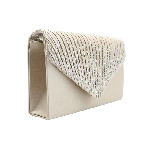 Womens satin diamante clutch - satin,