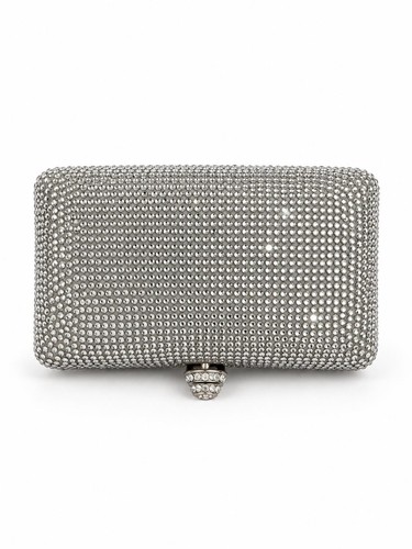 Silver diamante clutch bag - silver,