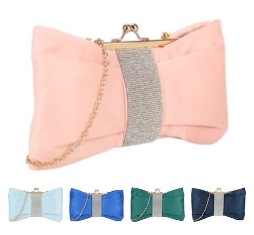 Women bow shape satin clutch - women's,