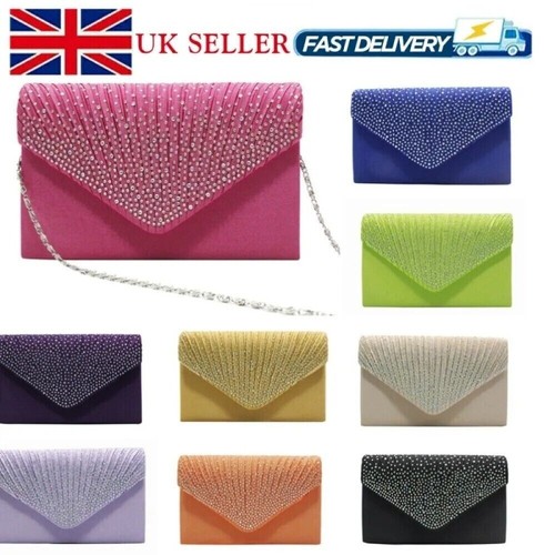 Women satin diamante - women's, clutch