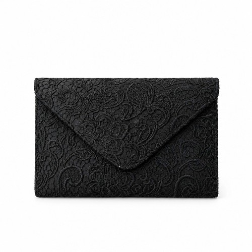 Ladies black floral clutch - ladies,
