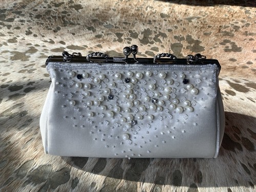 Bridal ivory satin clutch - bridal, bag