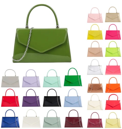 Ladies plain patent clutch - clutch, bag
