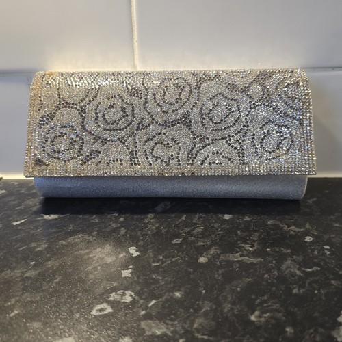Silver evening clutch bag - clutch,