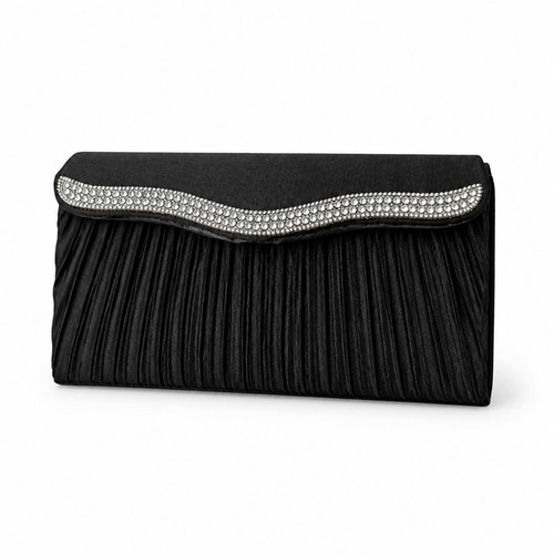 Ladies black satin clutch - satin,