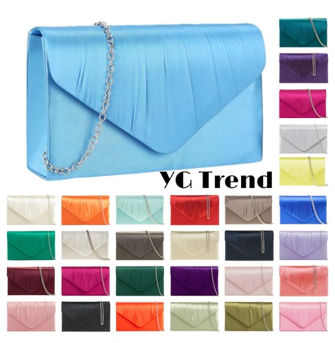 Women pleated satin clutch - satin, bag