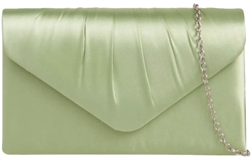 Green clutch bag ladies - green, satin