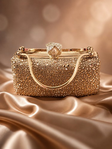 Gold glitter clutch bag - glitter, for