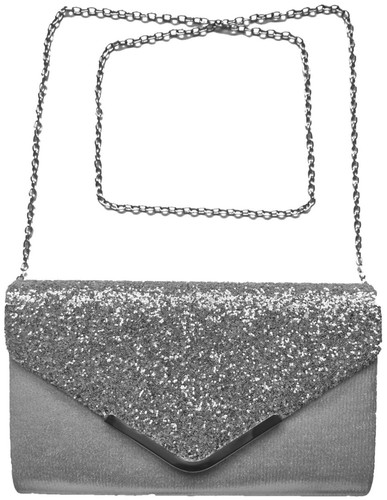Silver glitter clutch - silver,