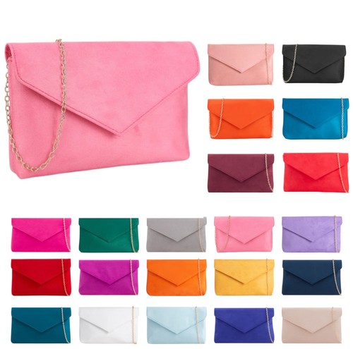 Ladies faux suede clutch - suede,