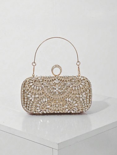 Gold crystal clutch bag - crystal,