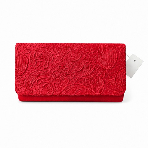Ladies red lace clutch - lace,
