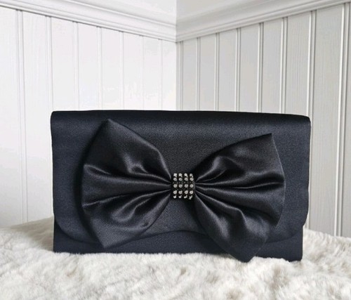 Black satin evening - evening, clutch