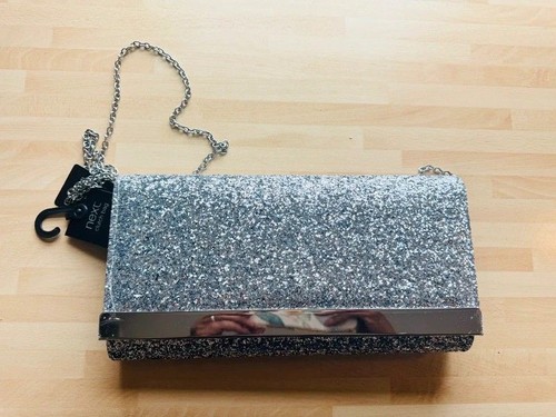 Next silver glitter clutch bag - glitter,
