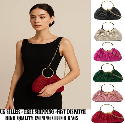 Women satin pleated clutch bag - clutch,