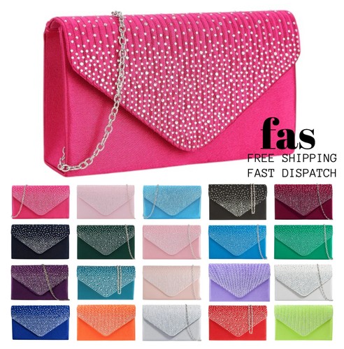 Women satin diamante clutch - women's,