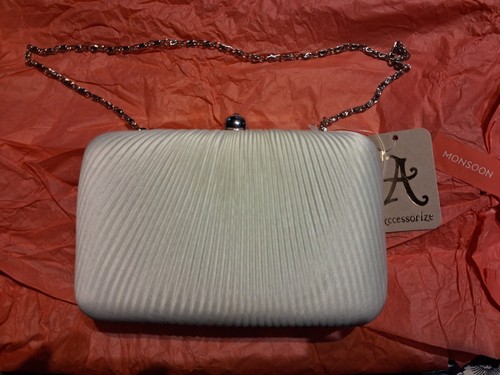 Clutch bag ivory ruched - n, ew
