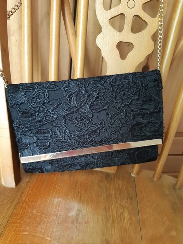 Tesco black lace clutch - f&f,