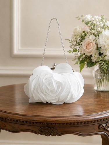 White ladies flower clutch - flower, bag