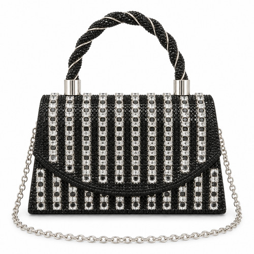 Silver diamante evening bag - silver,