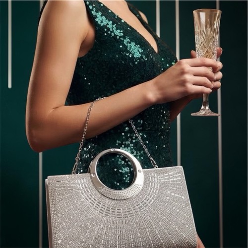 Silver rhinestone evening - silver,