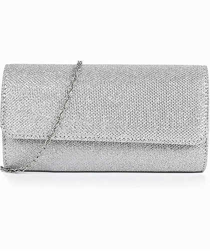 Silver clutch bag - clutch, with